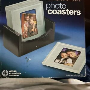 Cherished Accents Glass Photo Coasters with Holder